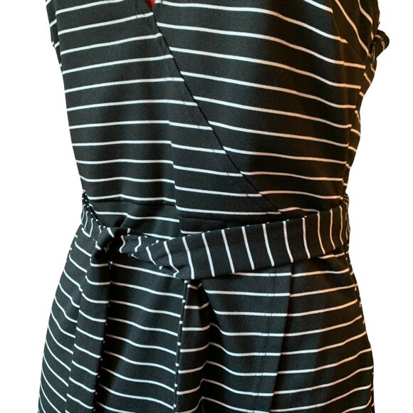 JACK by BB Dakota Short faux-wrap sleeveless racer back dress b&w stripes Large - Picture 11 of 15